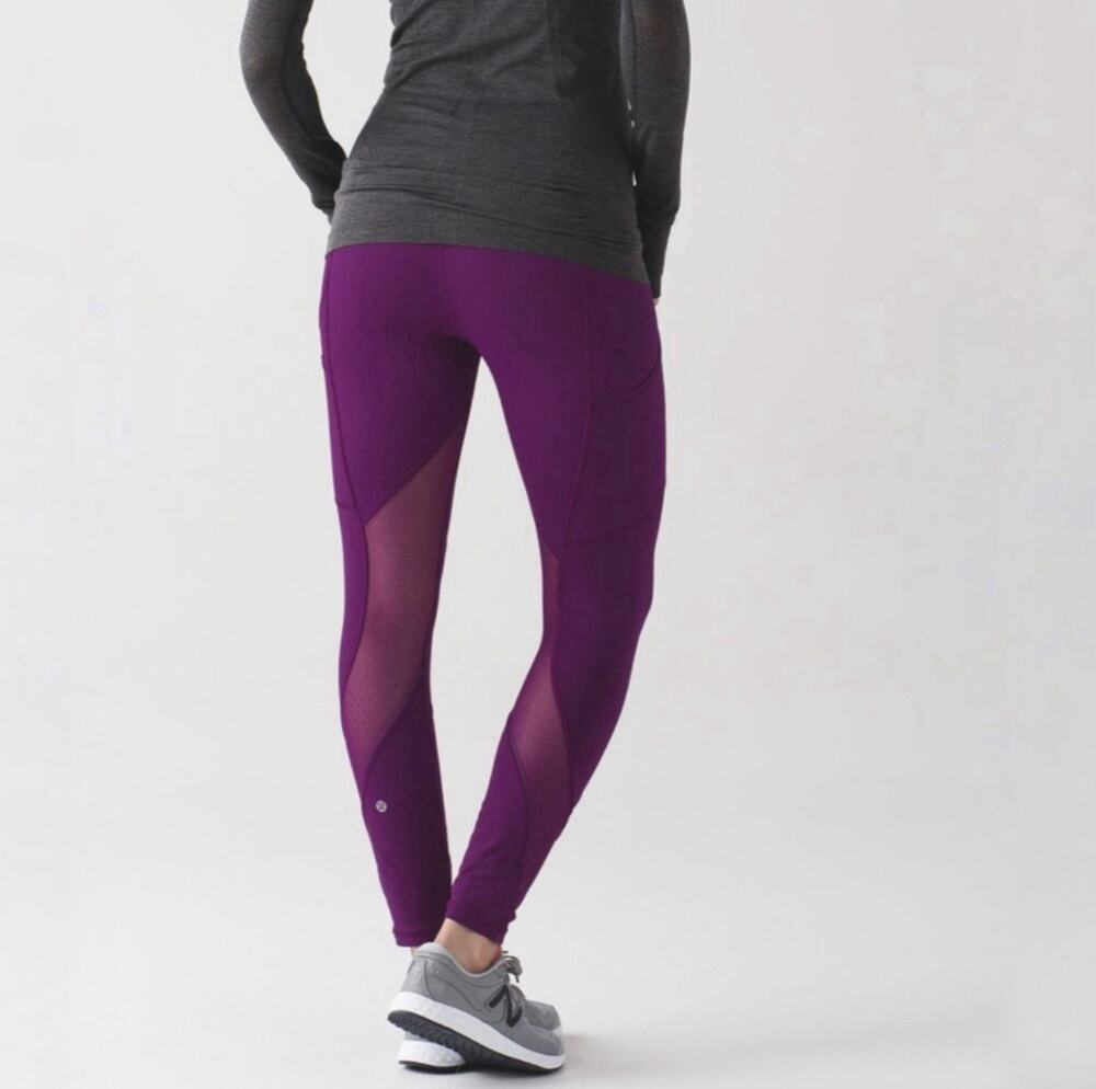 Lululemon Women’s Purple Cropped Leggings Size 8 High Rise Side Pocket Outrun